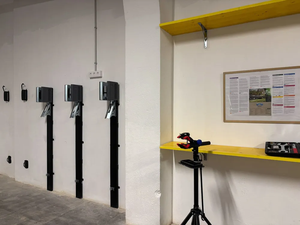 Garage and bicycle storage area at Ca La Fustereta with secure space for bikes